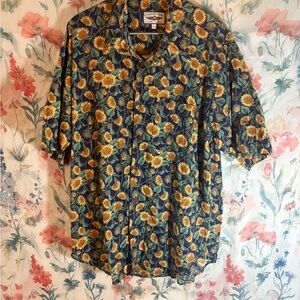 Vintage Sunflower Print Men's Shirt
